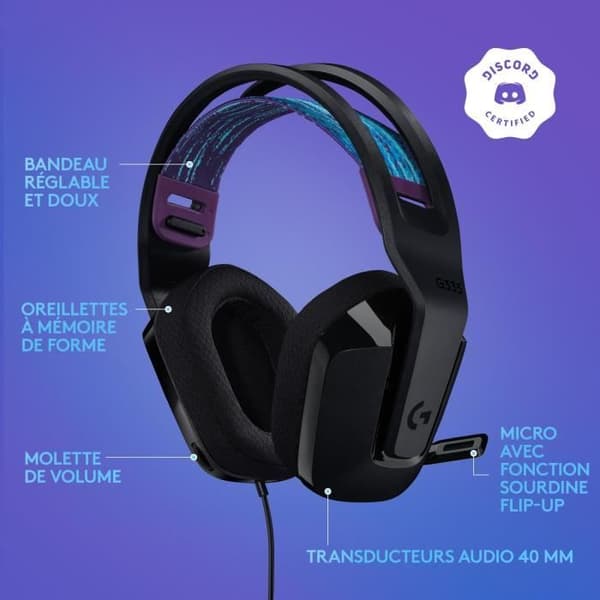 Spelheadset - Kabelanslutet - Logitech G - G335 - Lättvikts - Svart