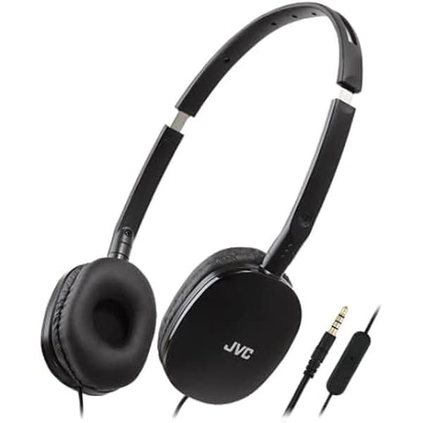 JVC HA-S160M-B-U Fällbar och Kompakt Platt Hörlurar - Blank Färg - Mikrofon och Fjärrkontroll