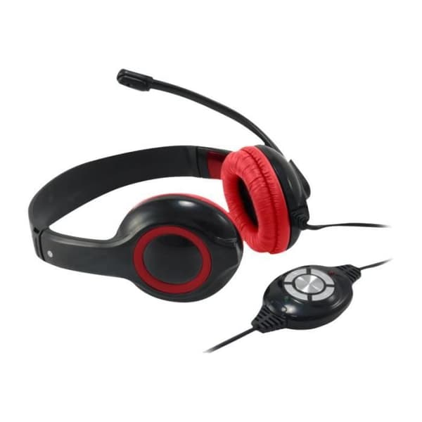 Conceptronic CCHATSTARU2R USB on-ear hörlurar svart, röd - Stereo, 110 dB, 32 Ohm