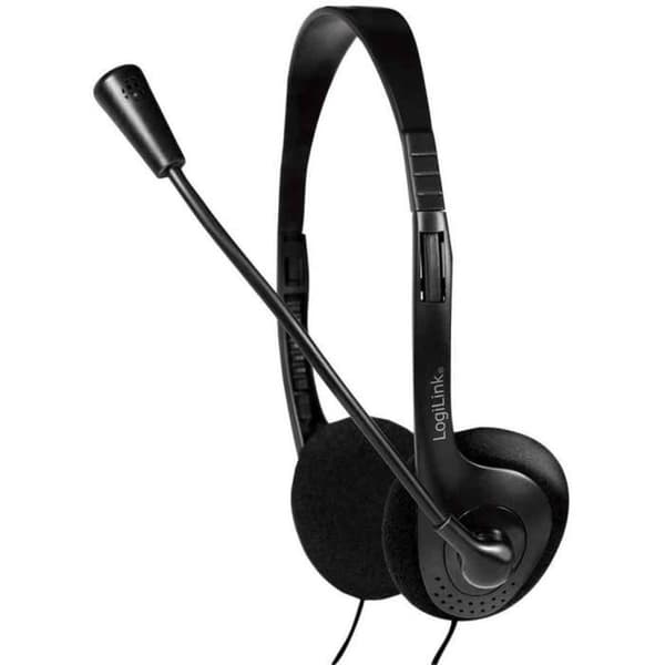 Stereoheadset - LOGILINK - HS0052 - Svart - Kabelanslutet - Integrerad mikrofon