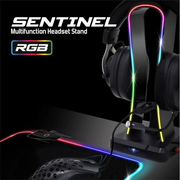 SPIRIT OF GAMER SENTINEL RGB Gaming Headset Stativ - Multifunktions Gaming Headset Hållare - 11 ljuseffekter - För PC/PS4/Xbox