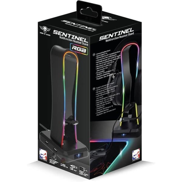 SPIRIT OF GAMER SENTINEL RGB Gaming Headset Stativ - Multifunktions Gaming Headset Hållare - 11 ljuseffekter - För PC/PS4/Xbox