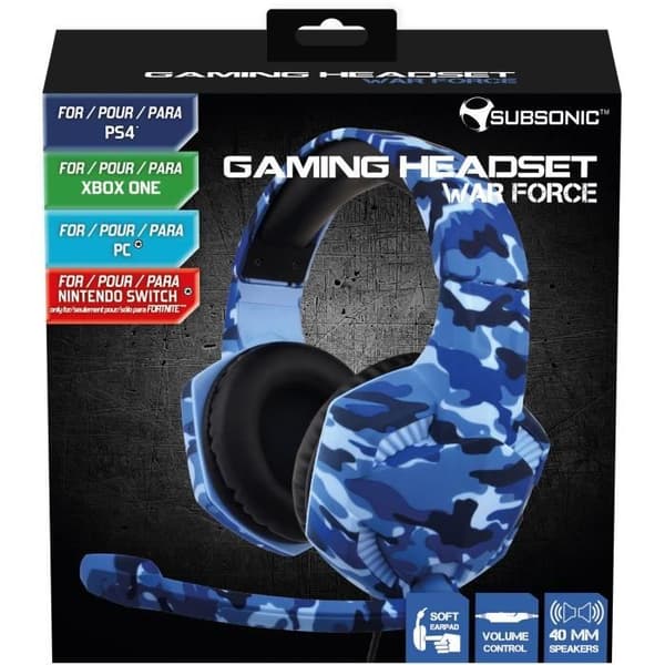 Spelheadset - War Force - SUBSONIC - Stereo - Blå - Kompatibel med PS4, Xbox One, PC, Switch