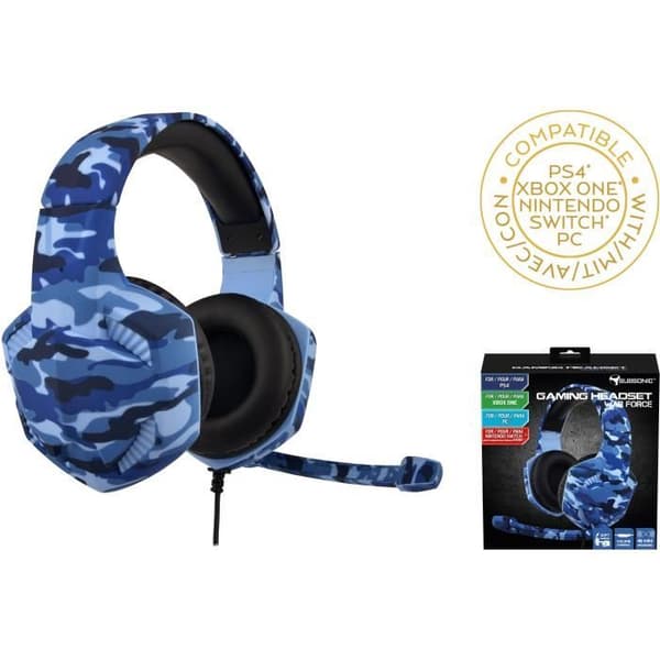 Spelheadset - War Force - SUBSONIC - Stereo - Blå - Kompatibel med PS4, Xbox One, PC, Switch