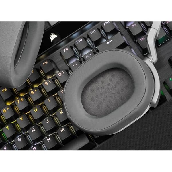 CORSAIR HS65 SURROUND Gaming Headset - Vit, Dolby Audio 7.1 surroundljud på PC och Mac