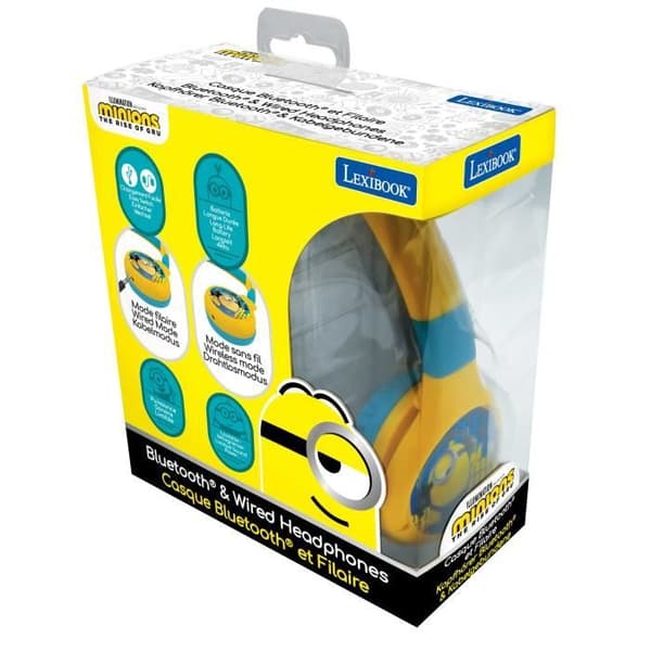 Bluetooth och trådbundna hörlurar för barn The Minions - LEXIBOOK - Barnsäkerhet - Gul