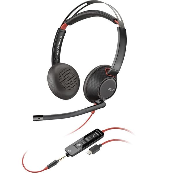 HP Poly Blackwire 5220 Stereo USB-C-headset +3,5 mm kontakt +USB-C/A-adapter
