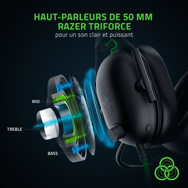 Spelheadset - RAZER - BLACKSHARK V2 X USB - Svart - Brusreducerande mikrofon - 50 mm Triforce