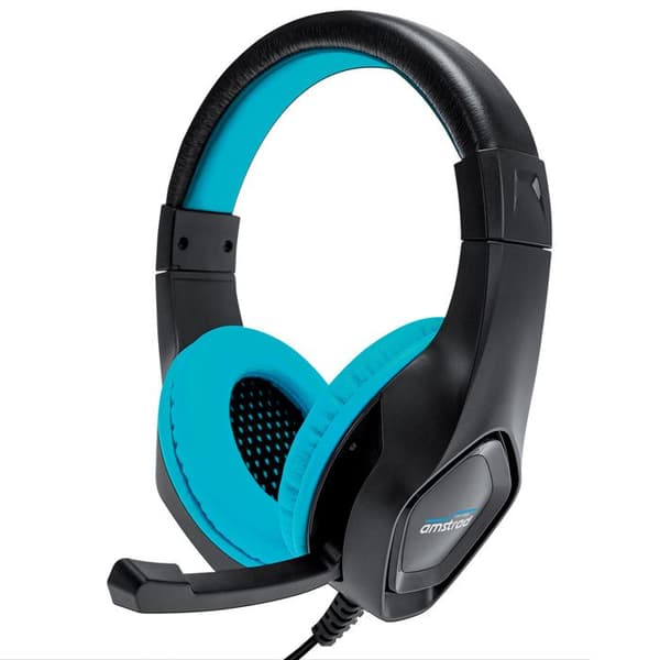 AMSTRAD AMS H888 BLUE Pro Gamer-hörlurar - Diameter 40 mm - Power Bass - Justerbar mikrofon