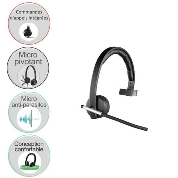 Logitech Wireless Headset Mono H820e - Trådlöst - Indikatorlampor - Integrerade kontroller