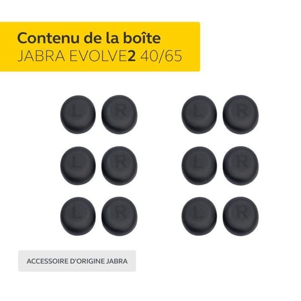 Öronkuddar - JABRA - Evolve2 40/65 - Svart - 6 stycken - Headset