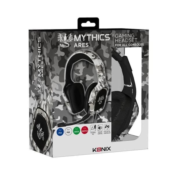 Konix Mythics Camouflage Ares Universal Gaming Headset - Kabelanslutet, Svart