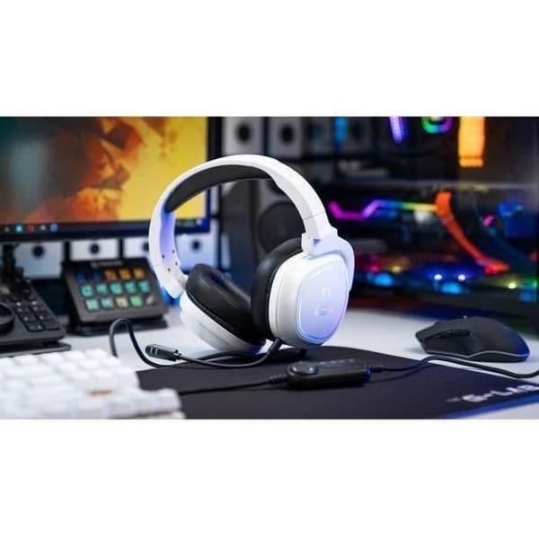 Wired Gaming Headset - The G-Lab - KORP RADIUM - Mikrofon - RGB - Vit