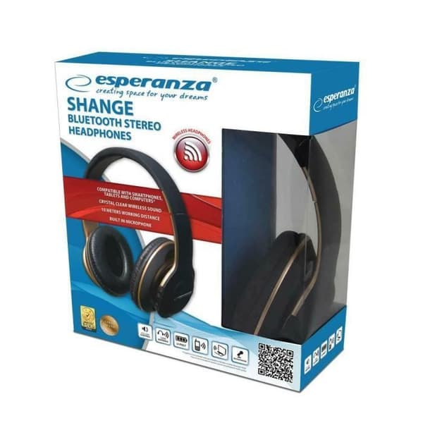 Bluetooth Stereo Huvudtelefoner - Shange - Svart - Trådlös - Spela/Pausa knappar