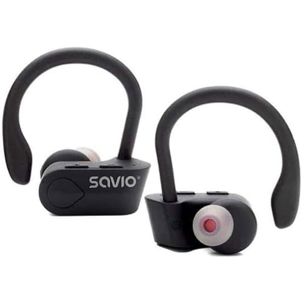 SAVIO TWS-03 Trådlösa Bluetooth-hörlurar - Svart - True Wireless Earbuds - Svettsäkra