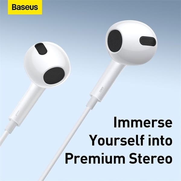 Baseus Encok 3,5 mm in-ear trådade hörlurar Sida H17 Vit