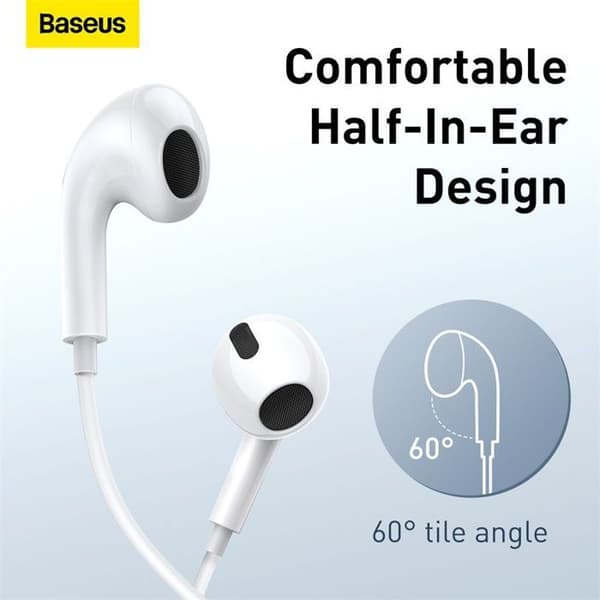 Baseus Encok 3,5 mm in-ear trådade hörlurar Sida H17 Vit