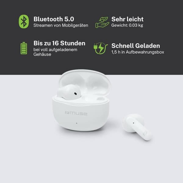 Bluetooth-hörlurar - MUSE - In-ear-modell - IPX5 - 10 m - 4 timmars uppspelning