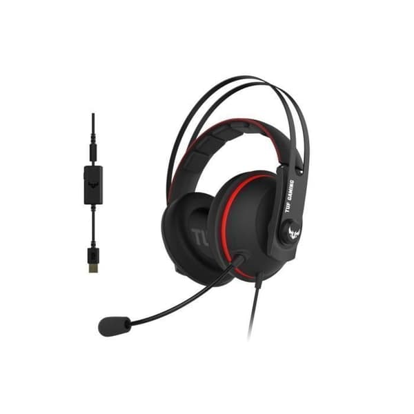 TUF H7 headset rött - ASUS - Headset - Kabelanslutet - Circumaural