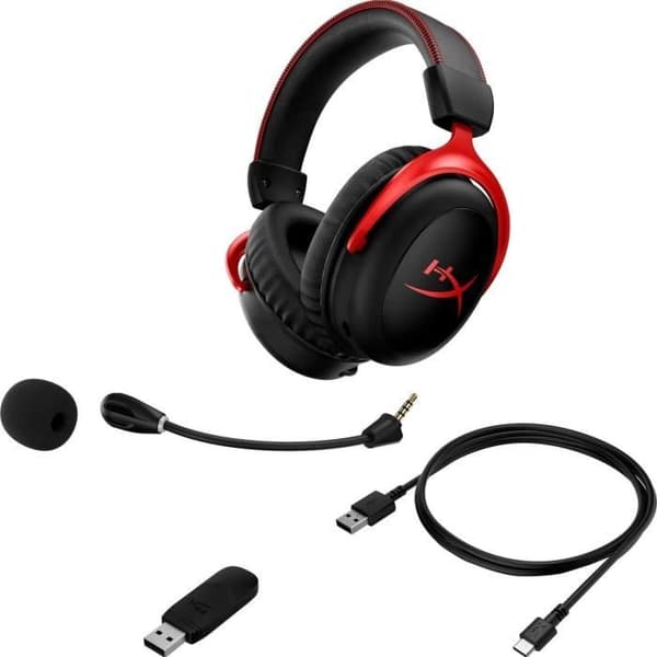 Trådlöst spelheadset - HyperX Cloud II - för PC & konsol - Svart/Röd
