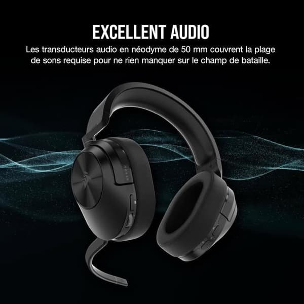 Gaming headset - Corsair - HS55 Wireless Core - Omnidirectional microphone - 50 mm - Range 15 m
