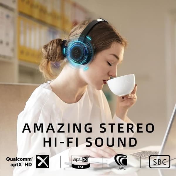 SoundMAGIC P23BT Bluetooth Supra-aural Hörlurar med CVC Brusreducering, Mikrofon, Hi-FI Ljud, Stabil Anslutning, Lång Batteritid
