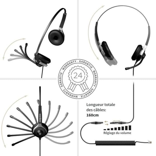 Trådbunden hörlur GEQUDIO Kompatibel med Cisco telefoner RJ