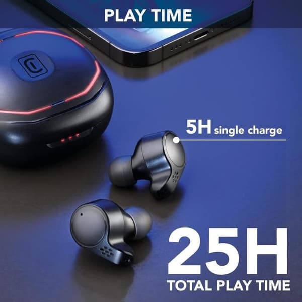 Cellularline Defy Hörlurar Stereo HiFi Bluetooth 5.0 TWS Trådlösa med laddningsfodral - Svart
