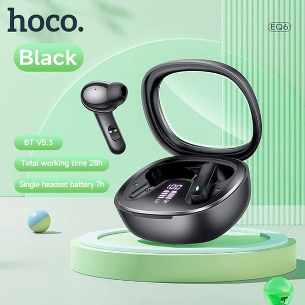 Trådlösa hörlurar - Hoco - Shadow (EQ6) - Bluetooth 5.3 - Svett beständig - In-ear