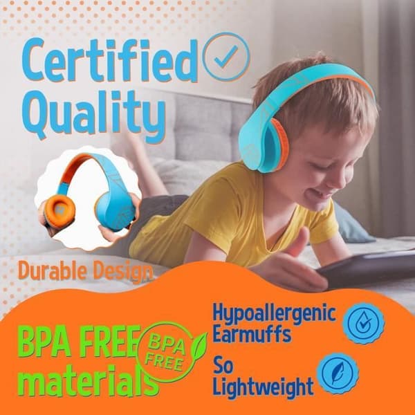 Bluetooth-hörlur för barn - PowerLocus - P2 - Volymbegränsad 85db - Fällbar - Inbyggd mikrofon