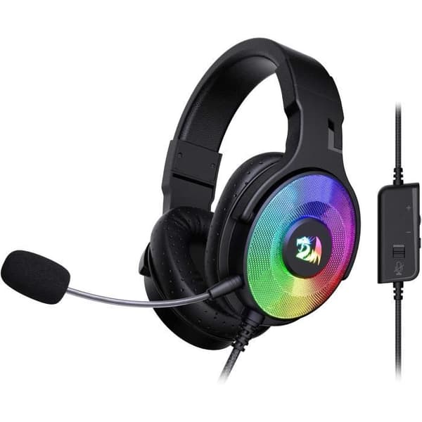 Redragon H350 Trådlös Spelhuvudtelefon med Dynamisk RGB-Belysning - Stereo Surround-ljud - 50 MM Drivrutiner - Avtagbar Mikrofon