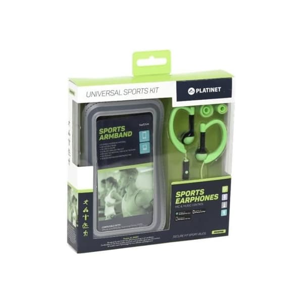 Platinet PM1070 Universal Sports Kit hörlurar med mikrofon in-ear med öra jack 3,5mm grön