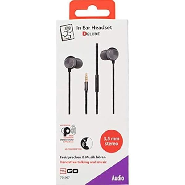 In-Ear Hörlurar - 2GO - Modell 795967 - Svart/Antracit - 3,5 mm Jackkontakt - Storlek S