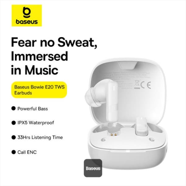 Trådlösa hörlurar Baseus Bowie E20 True Wireless Stellar Vit