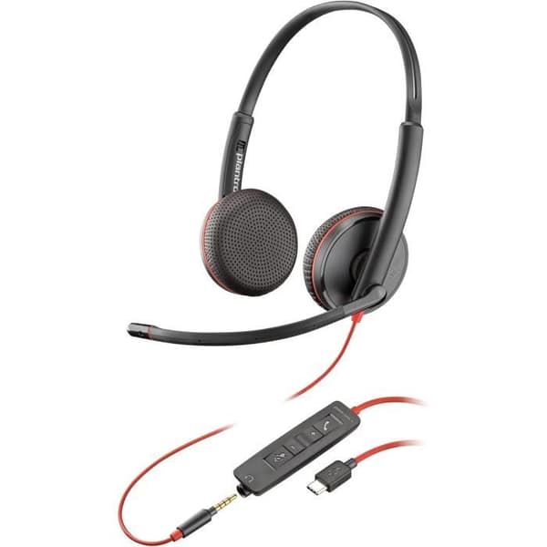 Poly Blackwire 3225 Hörsnäcka med brusreducerande mikrofon - USB-C och 3,5 mm jackanslutning