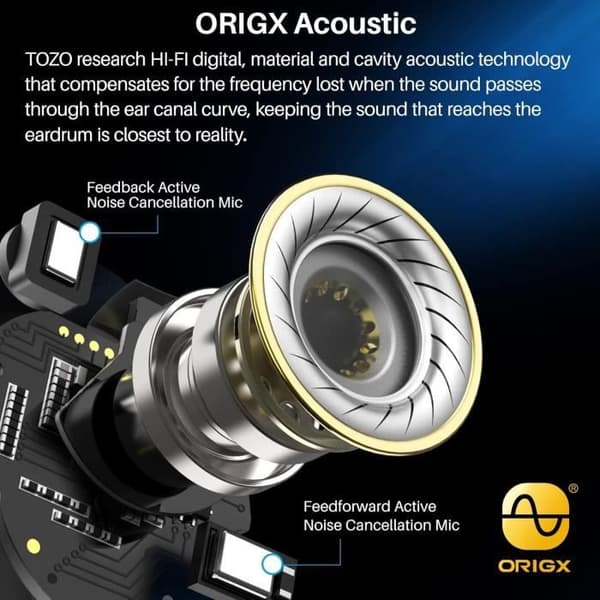 TOZO NC9 Trådfria Bluetooth-hörlurar Aktivt brusreducering Touchkontroll Bluetooth 5.0 In-ear stereo med laddningsfodral