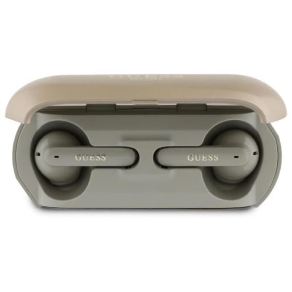 Bluetooth TWS-hörlurar + laddfodral (guld) Förlängd metallisk tryckt logotyp Guess