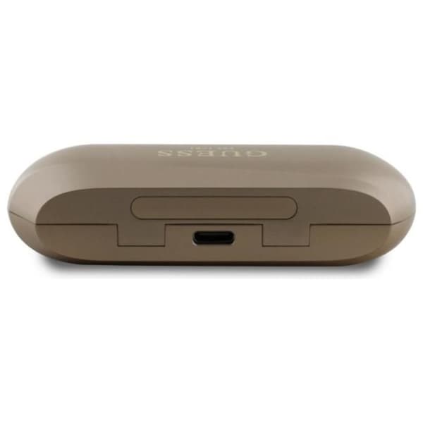 Bluetooth TWS-hörlurar + laddfodral (guld) Förlängd metallisk tryckt logotyp Guess