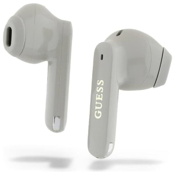 Bluetooth TWS-hörlurar + laddfodral (guld) Förlängd metallisk tryckt logotyp Guess
