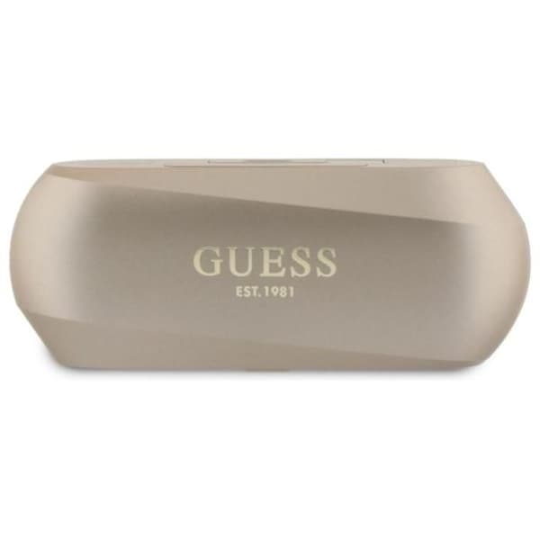 Bluetooth TWS-hörlurar + laddfodral (guld) Förlängd metallisk tryckt logotyp Guess