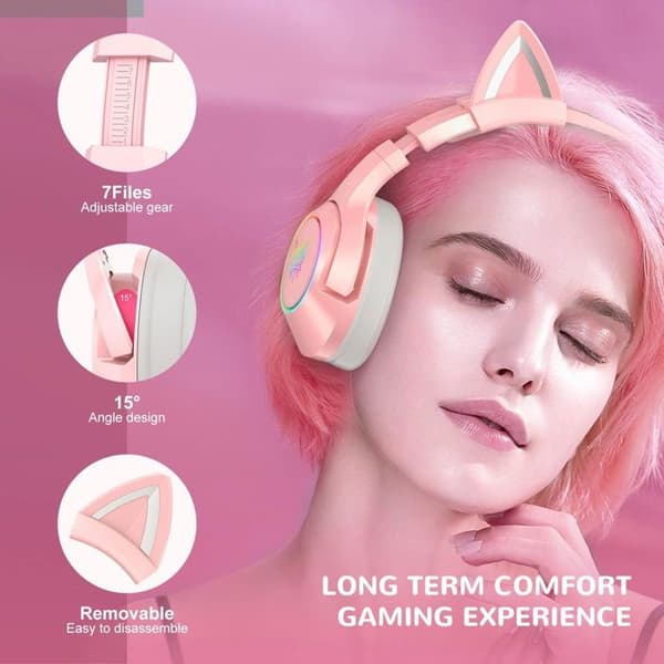 Onikuma K9 med rosa kattöron