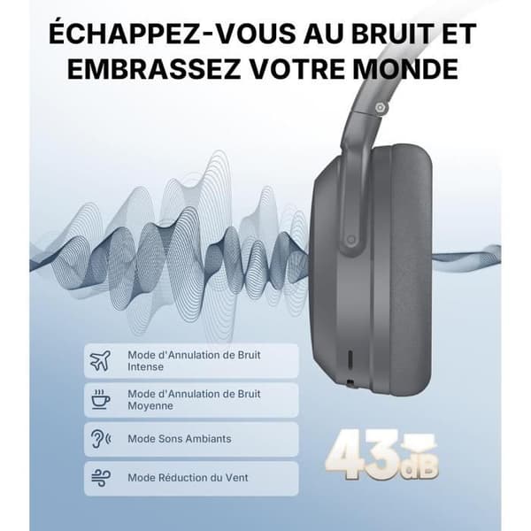 Trådlösa hörlurar - Edifier - WH700NB Pro - Aktiv Brusreducering - Högupplöst Ljud - Bluetooth V5.4