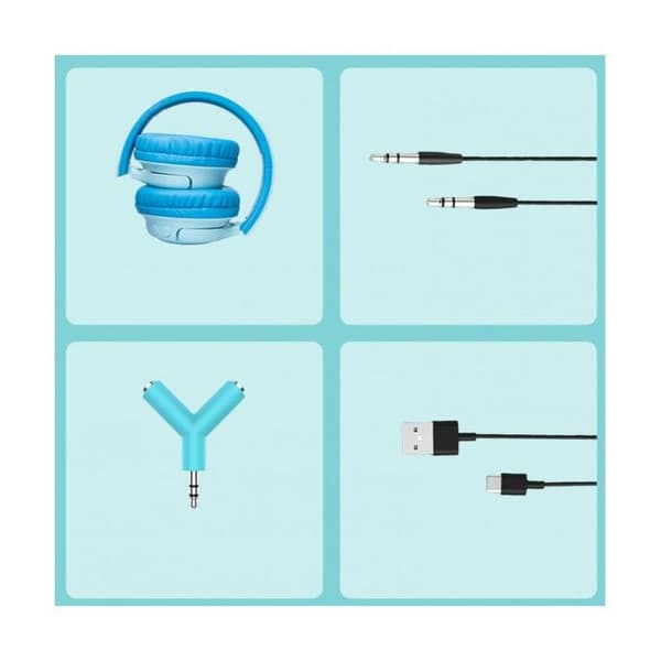 Barnhörlurar - PowerLocus - Bluetooth - Begränsad volym 74-85-94dB - 45 timmar - Färgade LED-lampor