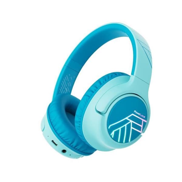 Barnhörlurar - PowerLocus - Bluetooth - Begränsad volym 74-85-94dB - 45 timmar - Färgade LED-lampor