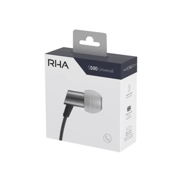 RHA S500 Universella hörlurar med mikrofon, in-ear, trådbundna, 3,5 mm jack, akustisk isolering