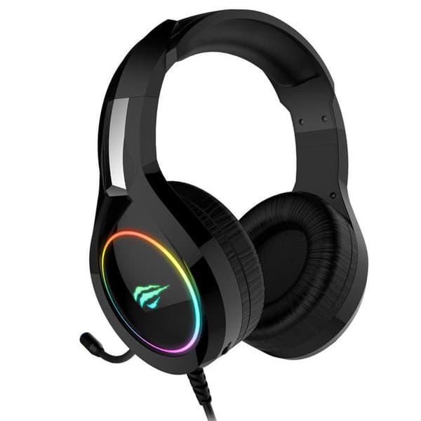 GAMENOTE HV-H2232D spelheadset med mikrofon och RGB-bakgrundsbelysning för PC och konsoler - 50 mm högtalare - Volymkontroll