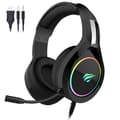 Miniatyrbild 1 av 4: GAMENOTE HV-H2232D spelheadset med mikrofon och RGB-bakgrundsbelysning för PC och konsoler - 50 mm högtalare - Volymkontroll
