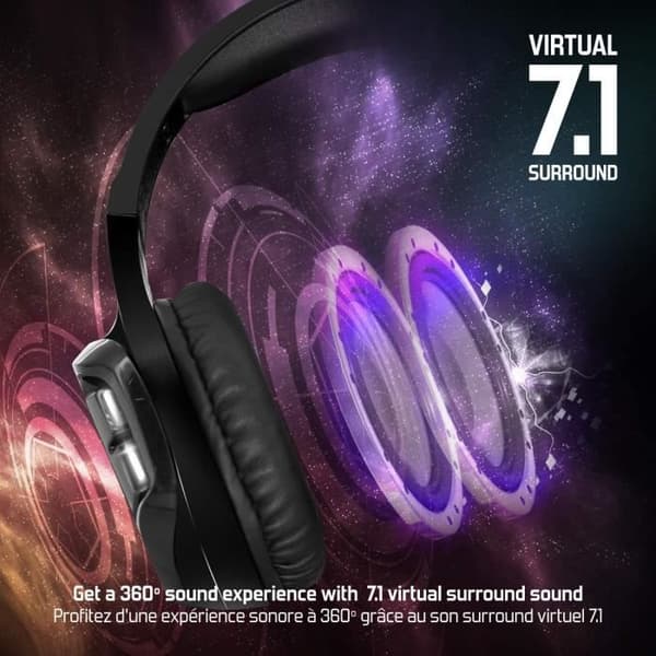 SPIRIT OF GAMER - XPERT-H1100 - Wireless 7.1 Surround Black LED Pro Gamer-hörlurar - Mikrofon - PC - PS4 - PS5-XBOX ONE - SWITCH
