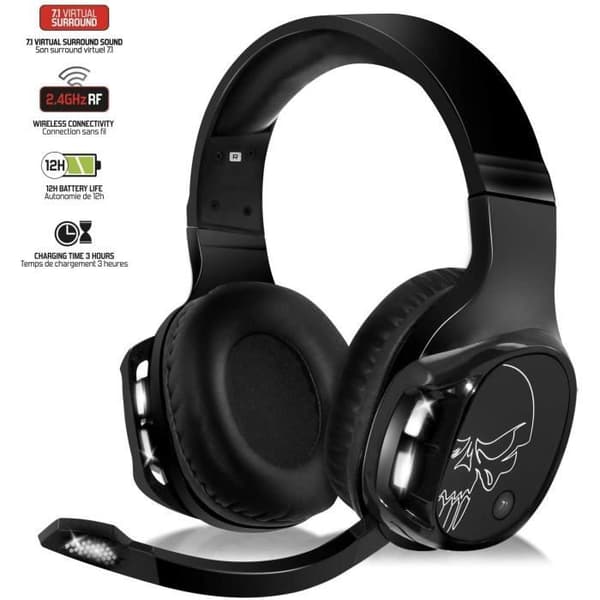 SPIRIT OF GAMER - XPERT-H1100 - Wireless 7.1 Surround Black LED Pro Gamer-hörlurar - Mikrofon - PC - PS4 - PS5-XBOX ONE - SWITCH
