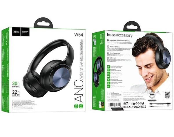 Hoco W54 Young -kuulokkeet ANC:llä, langattomat Bluetooth-kuulokkeet, musta